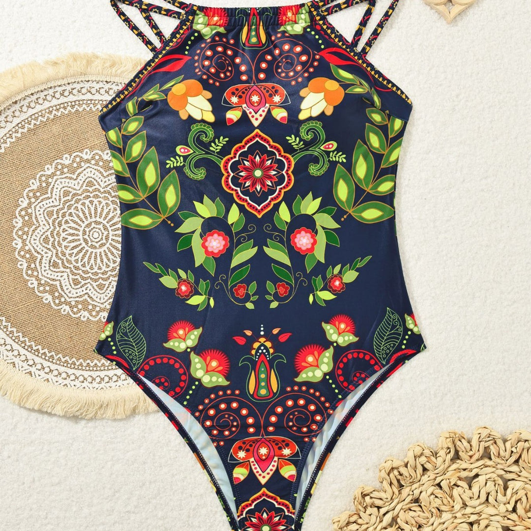 Damen Sportlicher Badeanzug mit floralen Details EB