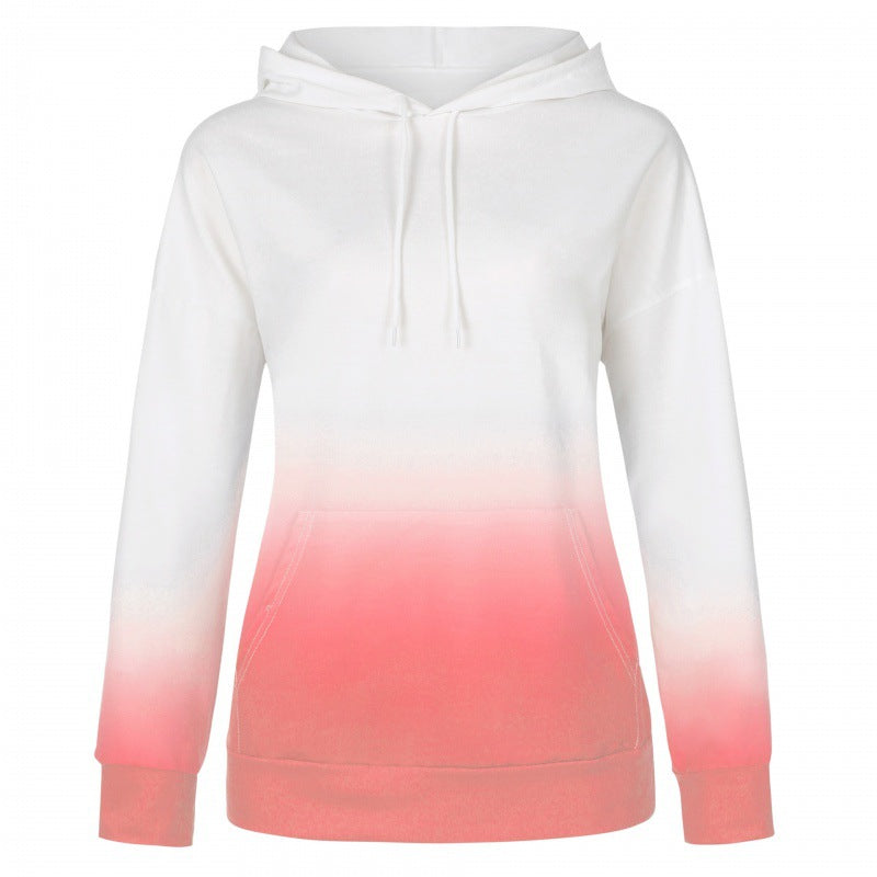 Damen Oversize Kapuzenpullover mit Dip-Dye Farbverlauf und Kängurutasche EB