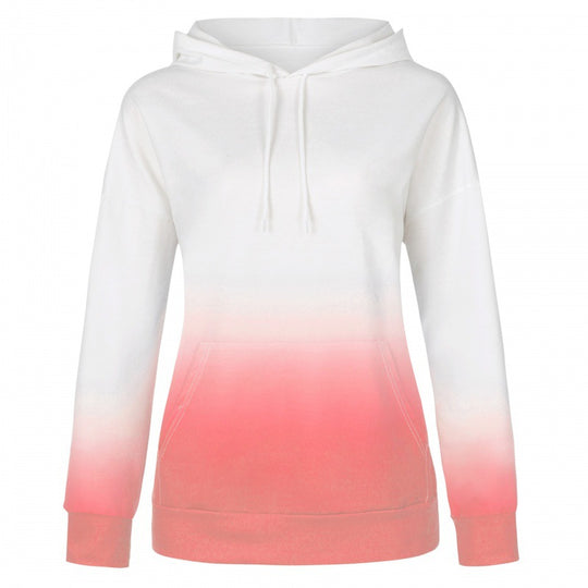 Damen Oversize Kapuzenpullover mit Dip-Dye Farbverlauf und Kängurutasche EB