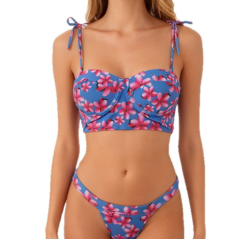 Damen Bandeau Bikini-Top mit eleganter Rüschen-Optik EB