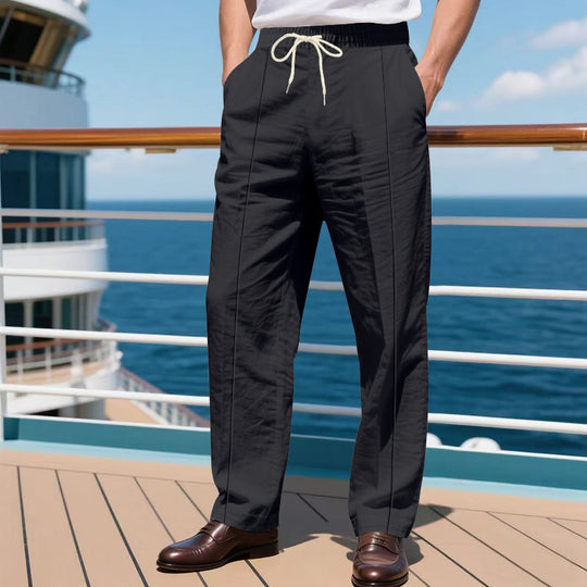 Herren nan Relax-Freizeithose mit elastischem Tunnelzugbund, dekorativer Bügelfalte und seitlichen Eingrifftaschen EB