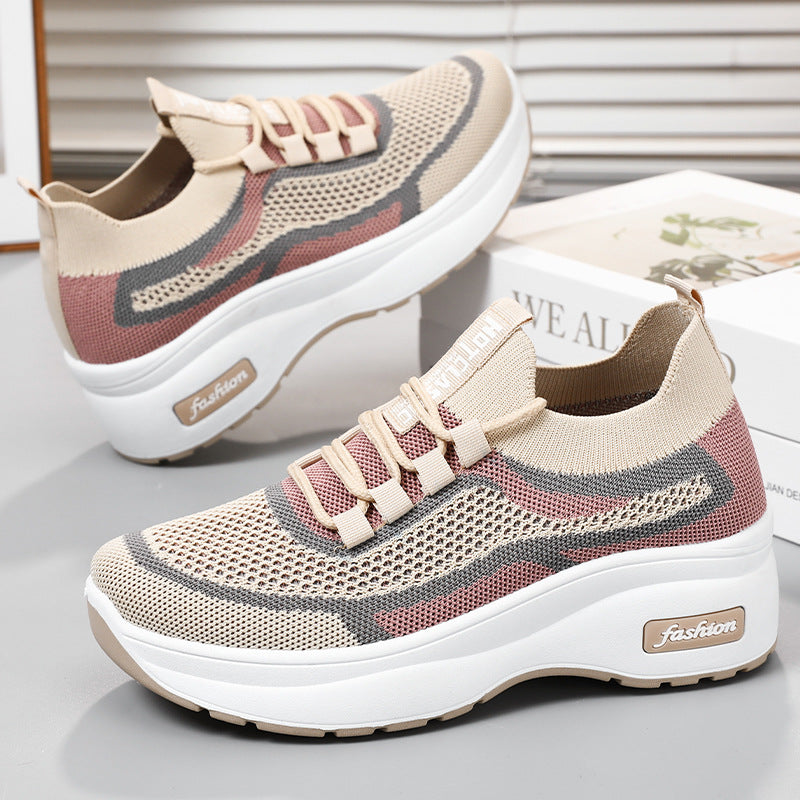 Damen Sportliche Sneakers mit atmungsaktiver Strick-Oberfläche und flexibler Sohle EB