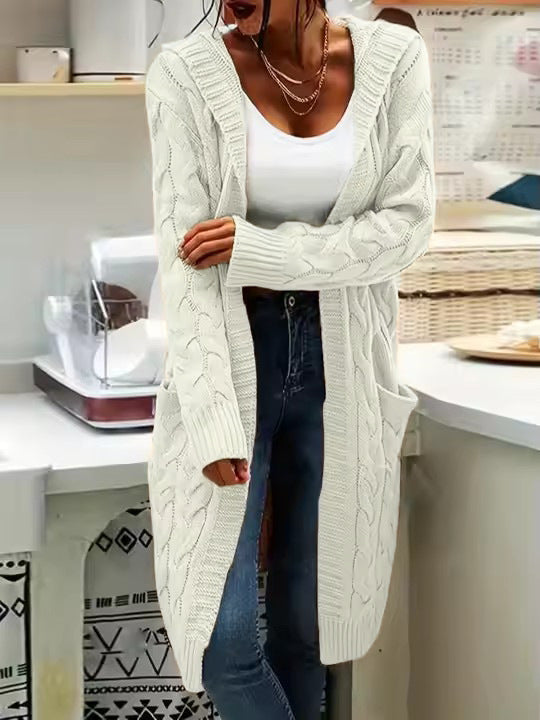 Damen Grobstrickcardigan mit praktischen Taschen und eleganten Zopfdetails EB