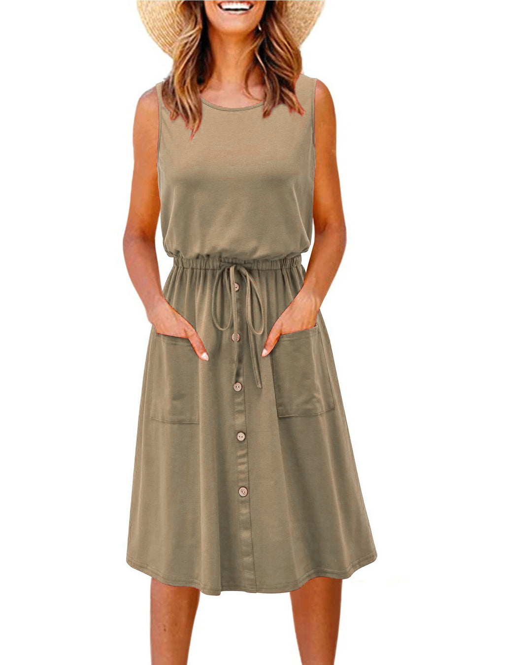 Damen Midi-Kleid mit tailliertem Schnitt und Knopfleiste EB