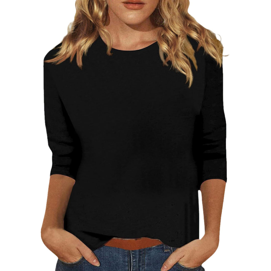Damen Lockeres Baumwollshirt mit 3/4-Ärmeln EB