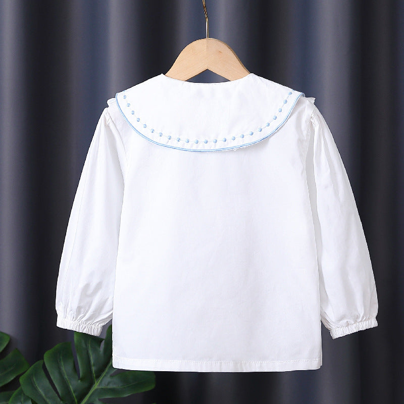 Mädchen Rüschenbluse mit besticktem Kragen EB