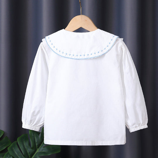Mädchen Rüschenbluse mit besticktem Kragen EB