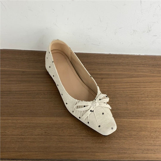 Damen elegante Ballerinas mit modischer Schleifenverzierung EB