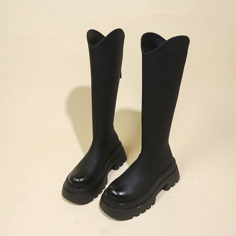 Damen kniehohe Stiefel mit elegantem Schnitt und robuster Sohle EB