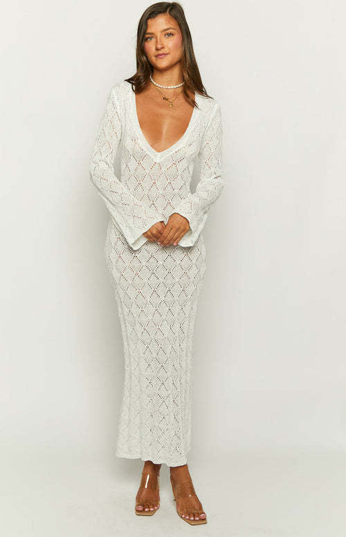 Damen Langarm Spitze Kleid EB