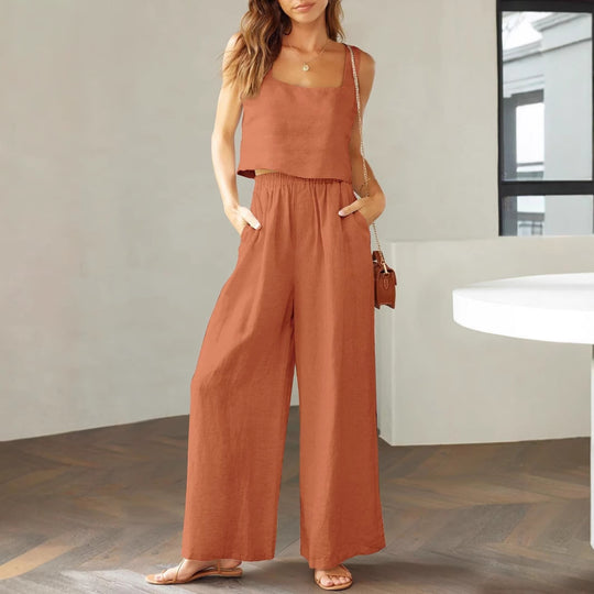 Damen luftiges Zwei-teiliges Ensemble mit lockerem Schnitt EB