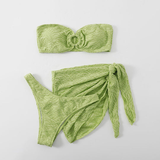 Damen Bandeau-Bikini mit modischem Wickelrock EB