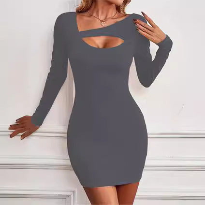 Damen Figurbetontes Minikleid mit kreativem Cut-Out und langem Arm EB