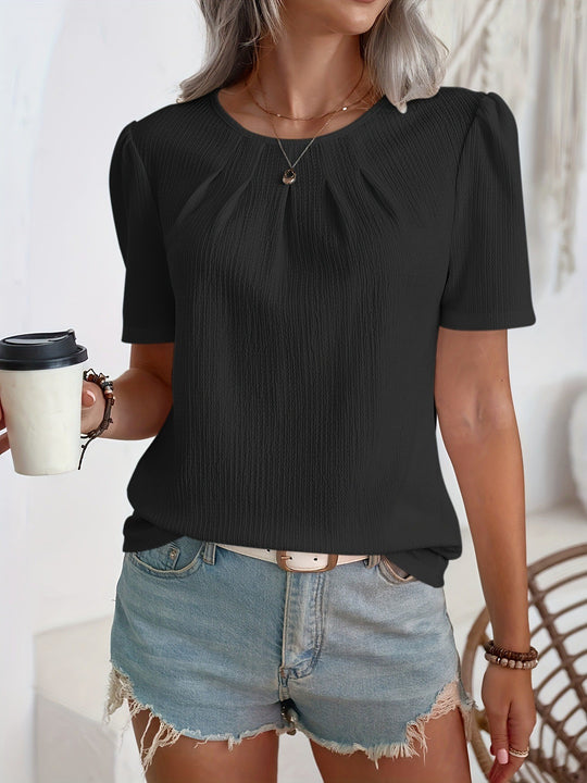 Damen Modisches Oberteil mit strukturiertem Design und Puffärmeln EB