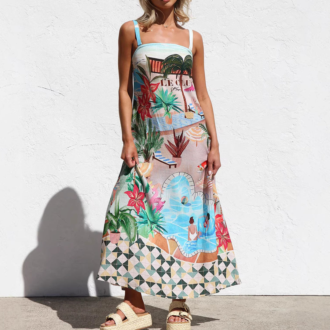 Damen Sommerliches Maxikleid mit buntem Print und luftiger Passform EB