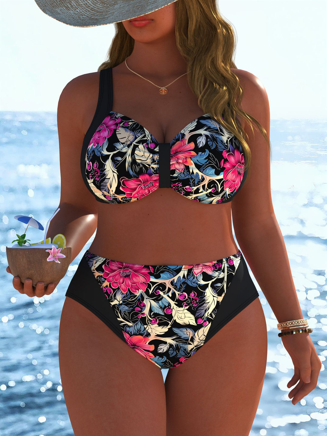 Damen Bikinis mit festem Halt und modischen Mustern EB