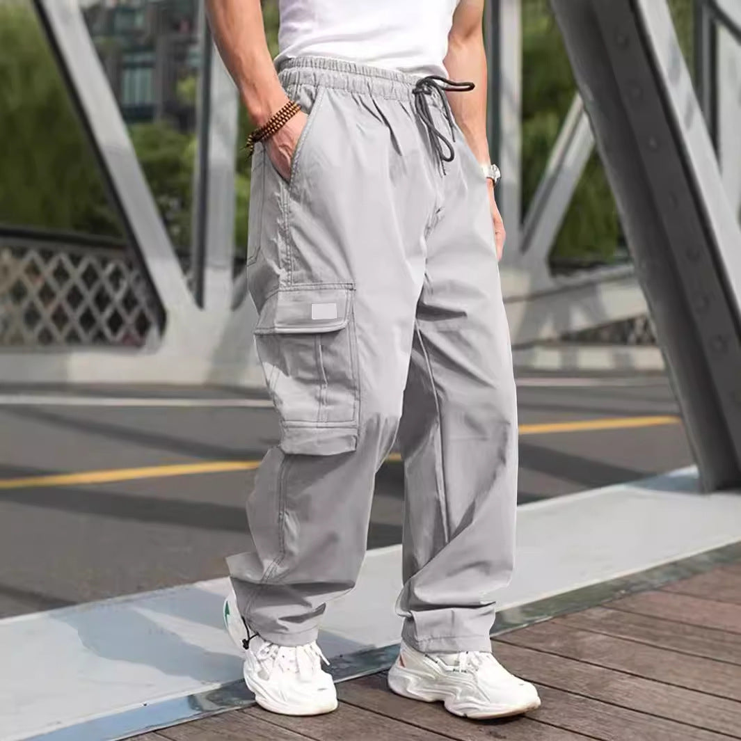 Herren lässige Cargo-Hose mit elastischem Bund und multifunktionalen Taschen EB