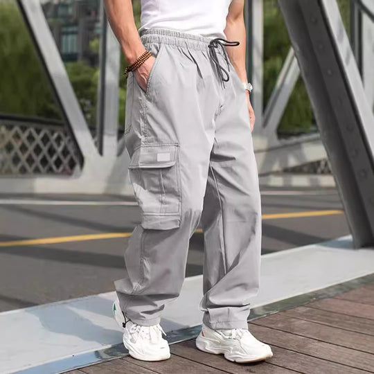 Herren lässige Cargo-Hose mit elastischem Bund und multifunktionalen Taschen EB