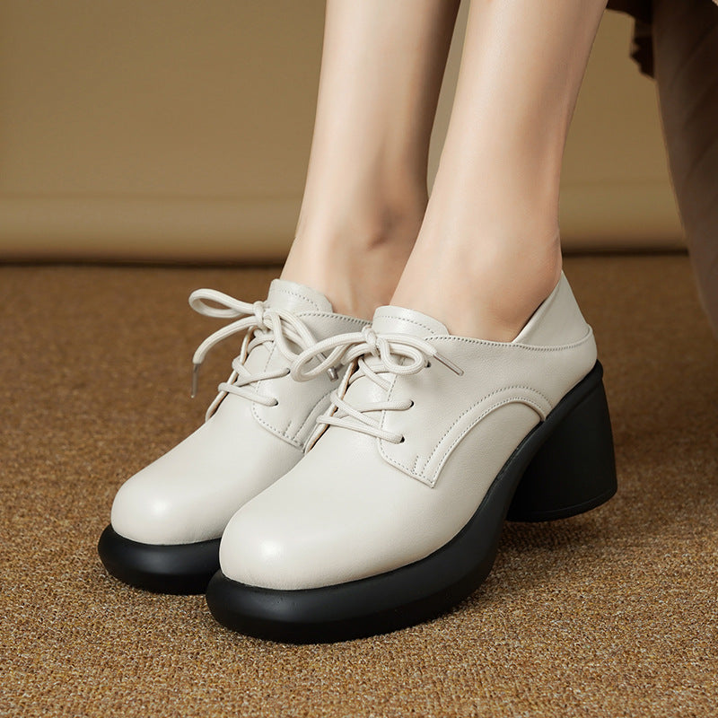 Damen Retro Schnürschuhe mit bequemer Plateausohle EB