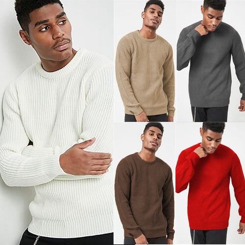 Herren Grobstrickpullover mit strukturiertem Rippdesign und lässiger Passform EB