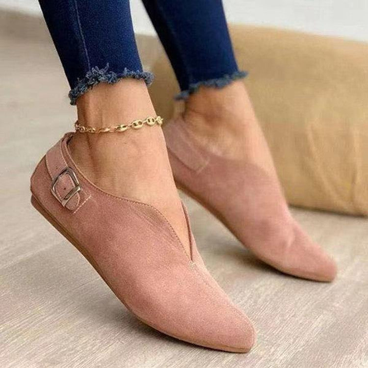 Damen modische Ballerinas mit elegantem Schnitt und dekorativem Riemen EB