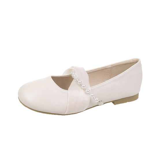 Damen elegante Ballerinas mit Perlenschmuck EB