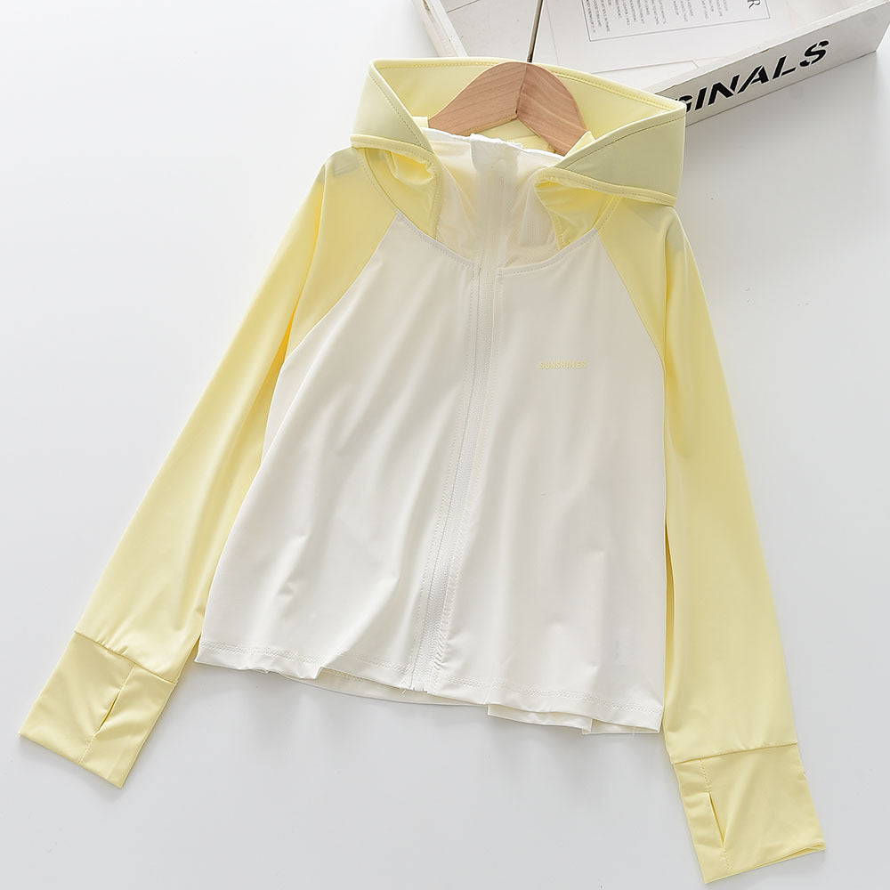 Mädchens nan leichte sonnenschutz Zip-Up Hoodie Schwimm Rash Guard mit Daumenlöchern EB