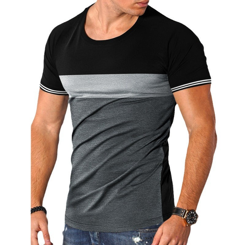 Herren modernes Kurzarm-T-Shirt mit strukturiertem Design und Kontrastdetails EB