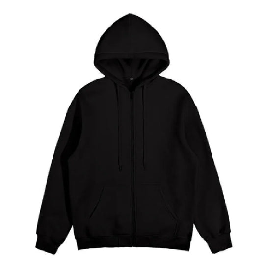 Unisex nan minimalistischer Zip-Hoodie aus schwerer Baumwollmischung mit Kängurutaschen und gerippten Bündchen EB