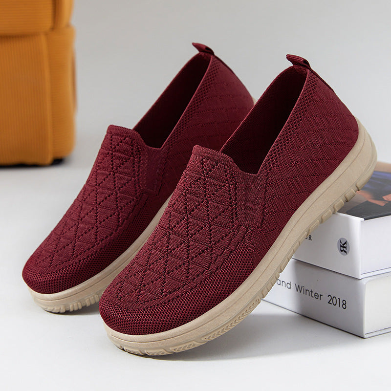 Damen Bequeme Slip-On Freizeitschuhe mit atmungsaktiver Oberflächenstruktur EB