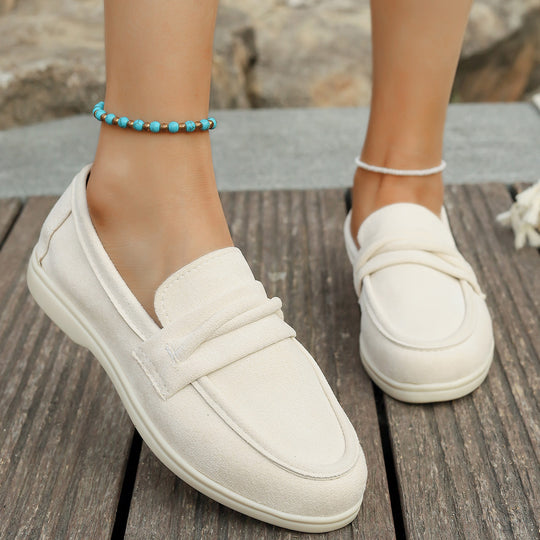 Damen nan elegante Wildlederoptik-Loafer mit gepolstertem Komfortfußbett EB