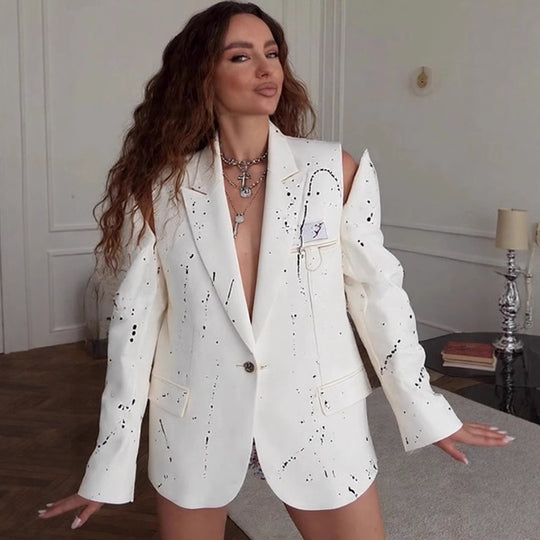 Damen Übergrößen Blazer mit kreativen Designelementen EB