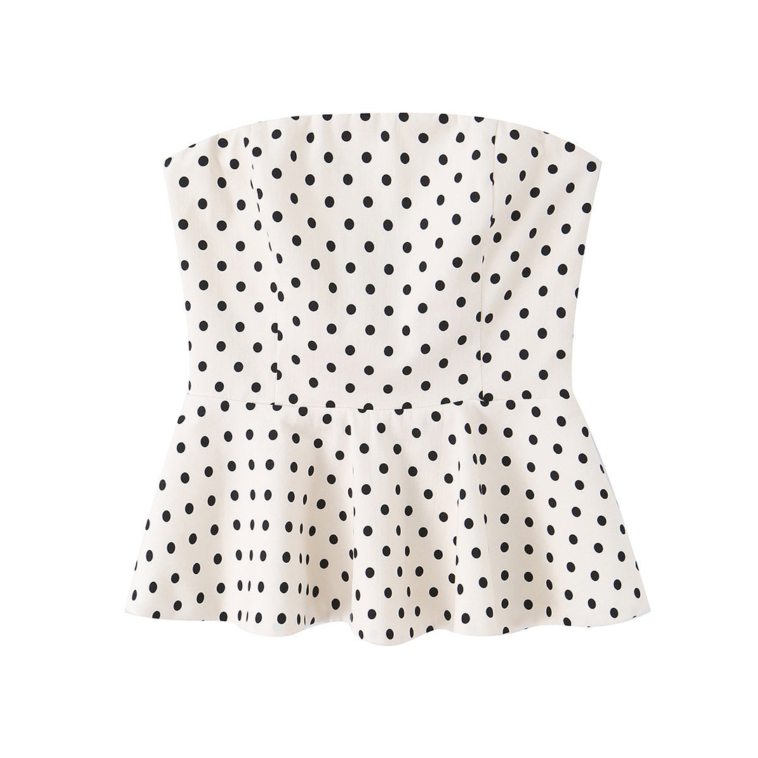 Damen Peplum-Oberteil mit strukturiertem Polka-Dot-Muster EB