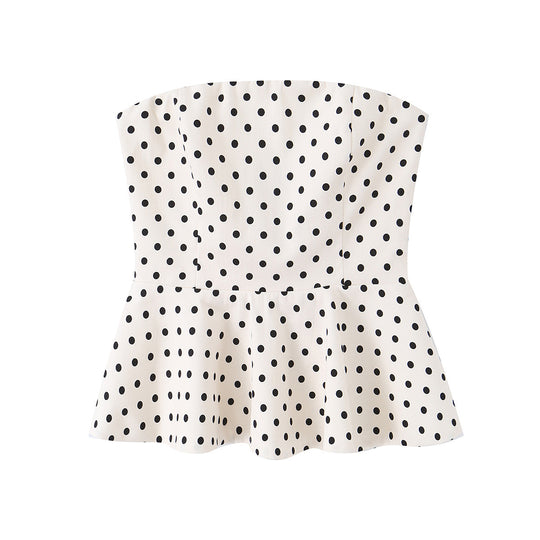 Damen Peplum-Oberteil mit strukturiertem Polka-Dot-Muster EB