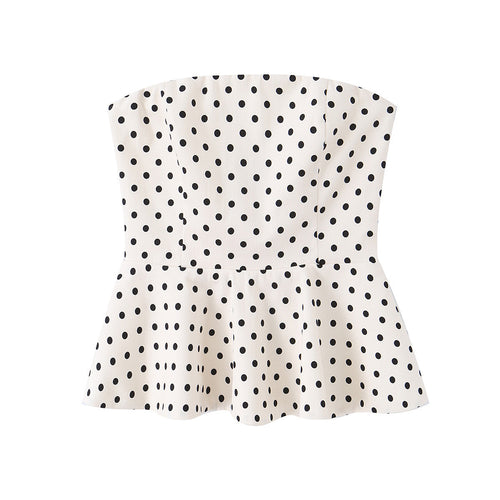 Damen Peplum-Oberteil mit strukturiertem Polka-Dot-Muster EB