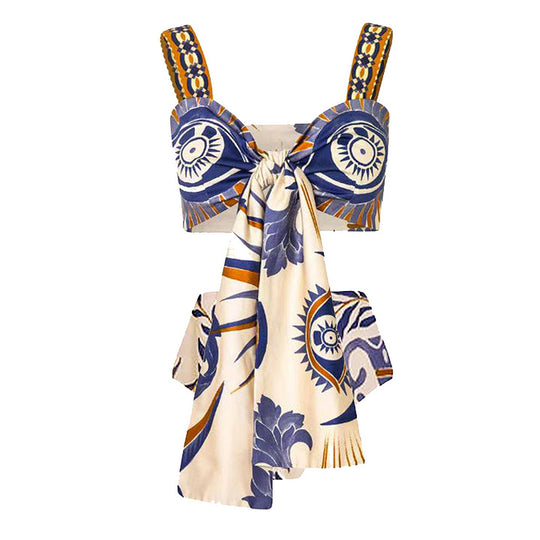 Damen elegantes Wickeloberteil und kombiniertes Rockset EB