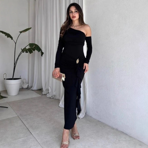 Damen elegantes Wickelkleid mit asymmetrischem Design und raffinierten Drapierungen EB