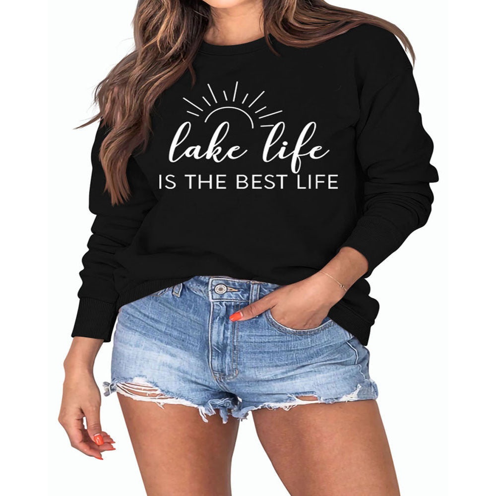 Damen Sweatshirt mit kreativem Druck und lässiger Passform EB