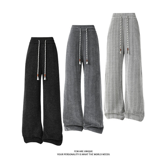 Damen weite Haremshose mit elastischem Bund und trendy Zickzackmuster EB