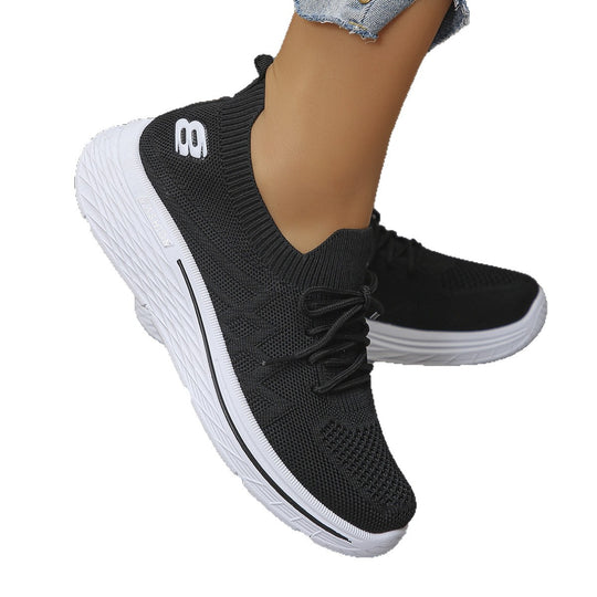 Damen Sportliche Sneakers mit elastischem Kragen und atmungsaktiver Mesh-Oberfläche EB