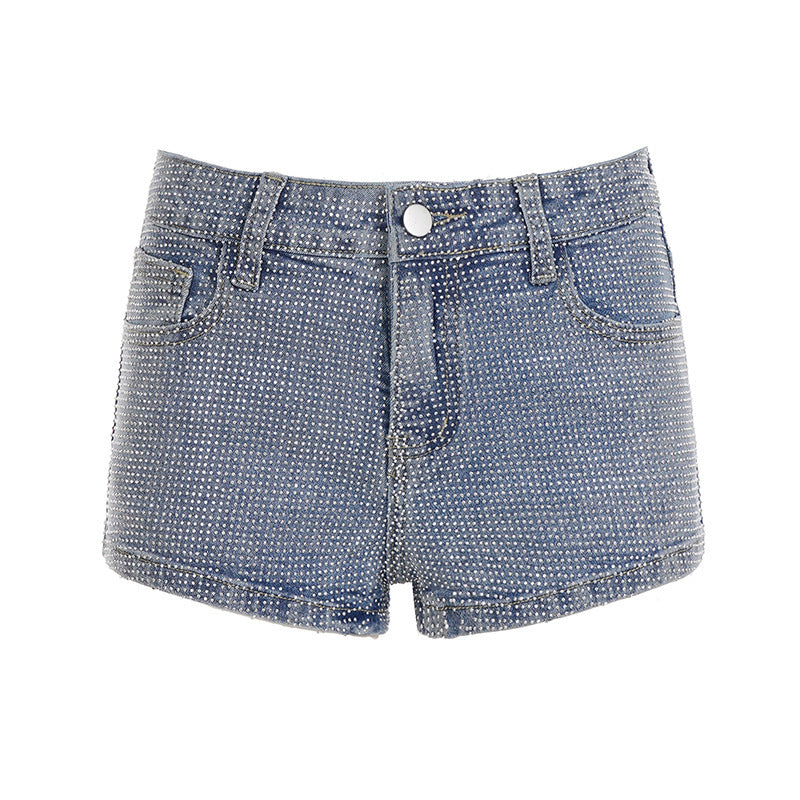 Damen Glitzernde Denim-Shorts mit funkelnden Akzenten EB