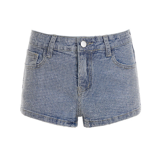 Damen Glitzernde Denim-Shorts mit funkelnden Akzenten EB