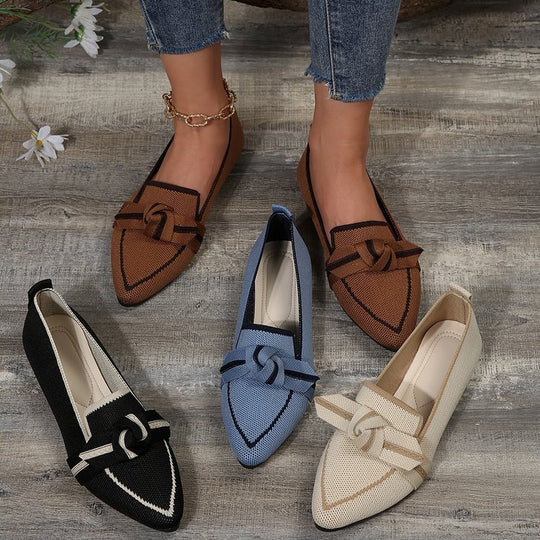 Damen elegante Slip-On Ballerinas mit modischem Knopfdetail EB