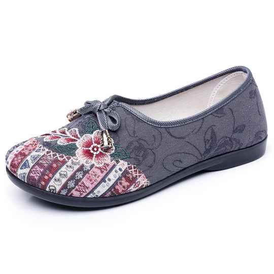 Damen Bequeme Ballerinas mit floralem Design und elastischem Einstieg EB