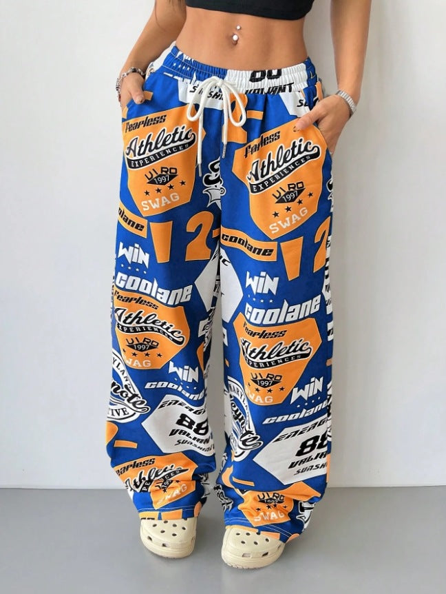 Damen Modische Freizeithose mit auffälligem Print und elastischem Bund EB