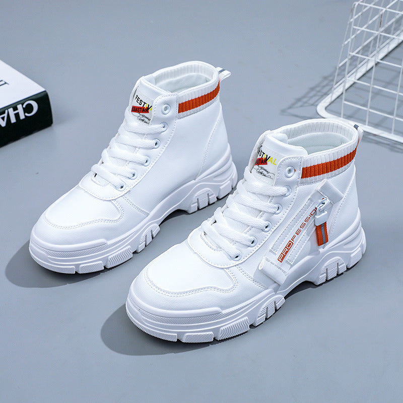 Damen Hohe Sneakers mit modischem Reißverschluss und atmungsaktivem Innenfutter EB