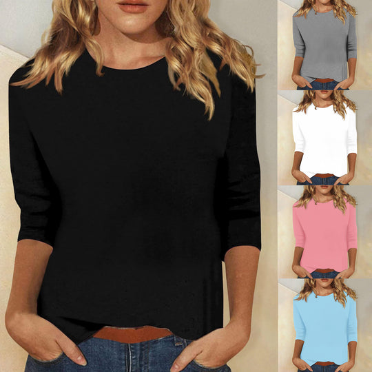 Damen Lockeres Baumwollshirt mit 3/4-Ärmeln EB