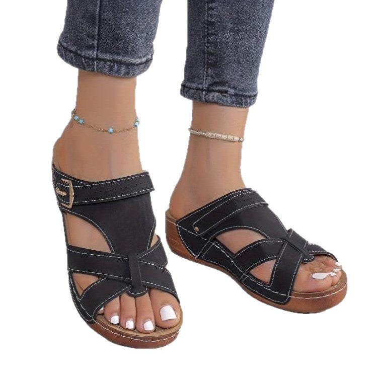 Damen komfortable Sandalen mit verstellbarem Riemendesign und anatomischem Fußbett EB
