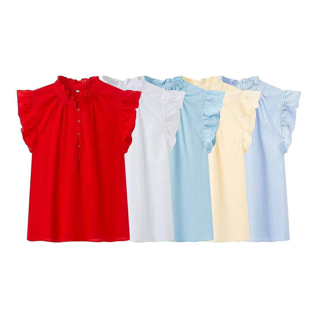 Damenbluse mit Rüschen und Knopfleiste EB