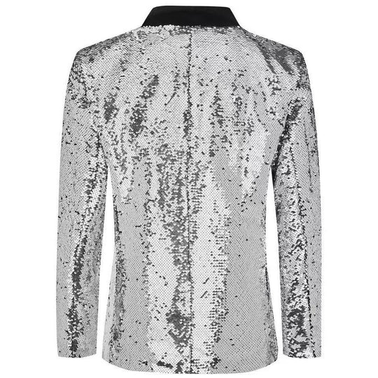 Herren Smokingblazer mit glänzenden Pailletten und eleganter Satinkragen EB